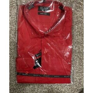 SLNY By Steven Land Red Men’s Dress Shirt Size 17 1/2 Slim Fit (Brand New)